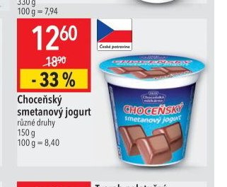 Choceňský smetanový jogurt různé druhy
