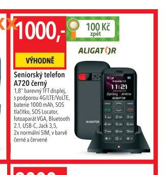 Seniorský telefon A720 černý