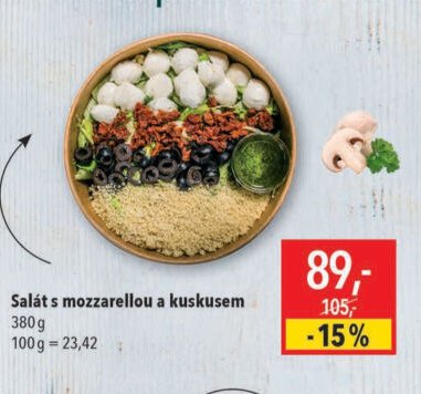 Salát s mozzarellou a kuskusem