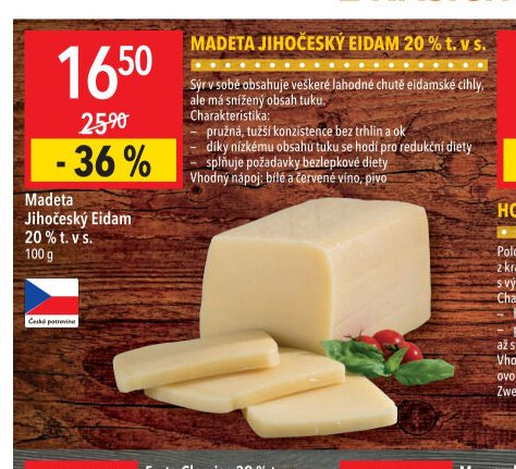 Madeta Jihočeský Eidam 20 % t. v s.