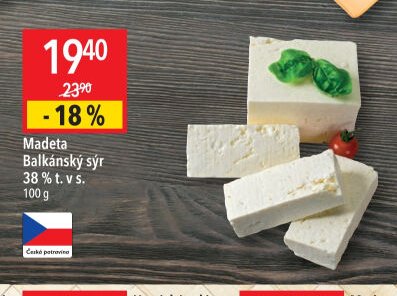 Madeta Balkánský sýr 38 % t. v s.