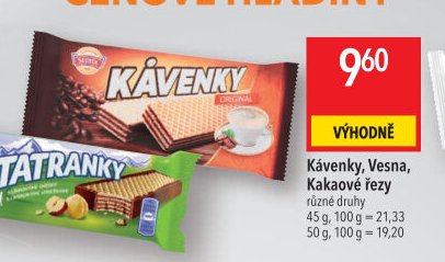 Kávenky, Vesna, Kakaové řezy