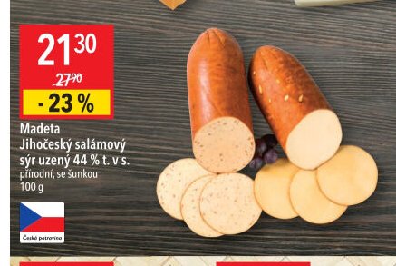 Madeta Jihočeský salámový sýr uzený 44 % t. v s.