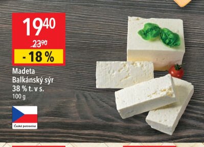 Madeta Balkánský sýr 38 % t. v s.