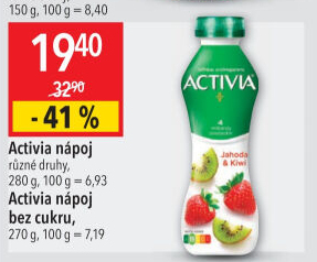 Jogurtový nápoj Activia Danone