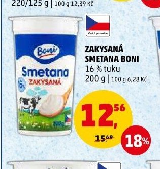 ZAKYSANÁ SMETANA BONI 16 % tuku 200 g