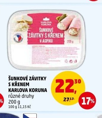 Šunkové závitky s křenem Karlova Koruna