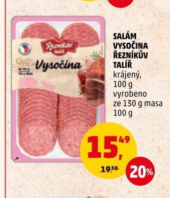 Salám Vysočina Řezníkův talíř 100 g