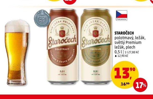 STAROČECH polotmavý, ležák, světlý Premium