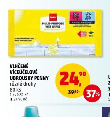 Vlhčené víceúčelové ubrousky Penny 80 ks