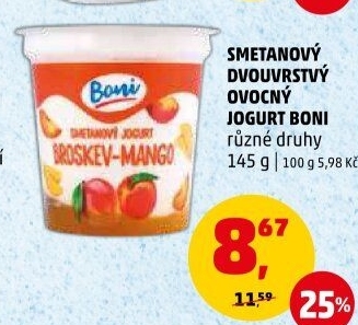 Jogurt smetanový ovocný Boni