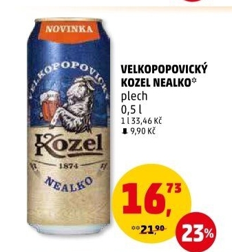 Nealkoholické pivo Velkopopovický Kozel
