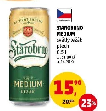 Pivo světlý ležák 11° Medium Starobrno