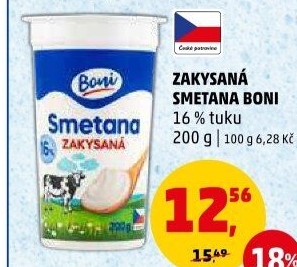 Smetana zakysaná Boni 16%