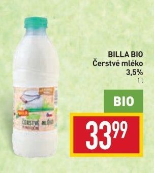 BILLA BIO Čerstvé mléko 3,5%