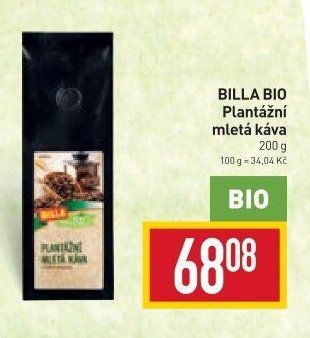 BILLA BIO Plantážní mletá káva