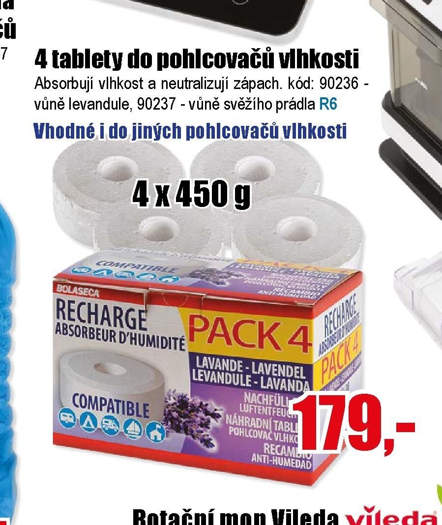 4 tablety do pohlcovače vlhkosti