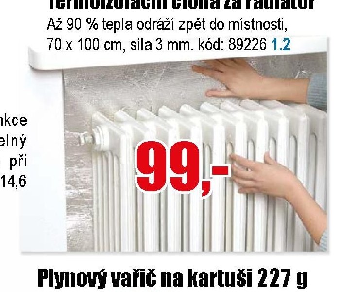 Termoizolační clona za radiátor