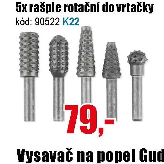 5x rašple rotační do vrtačky