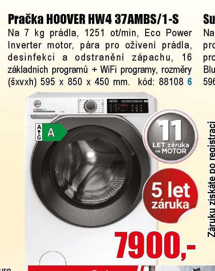 Pračka HOOVER HW4 37AMBS/1-S