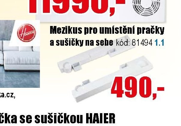 Mezikus pro umístění pračky a sušičky na sebe