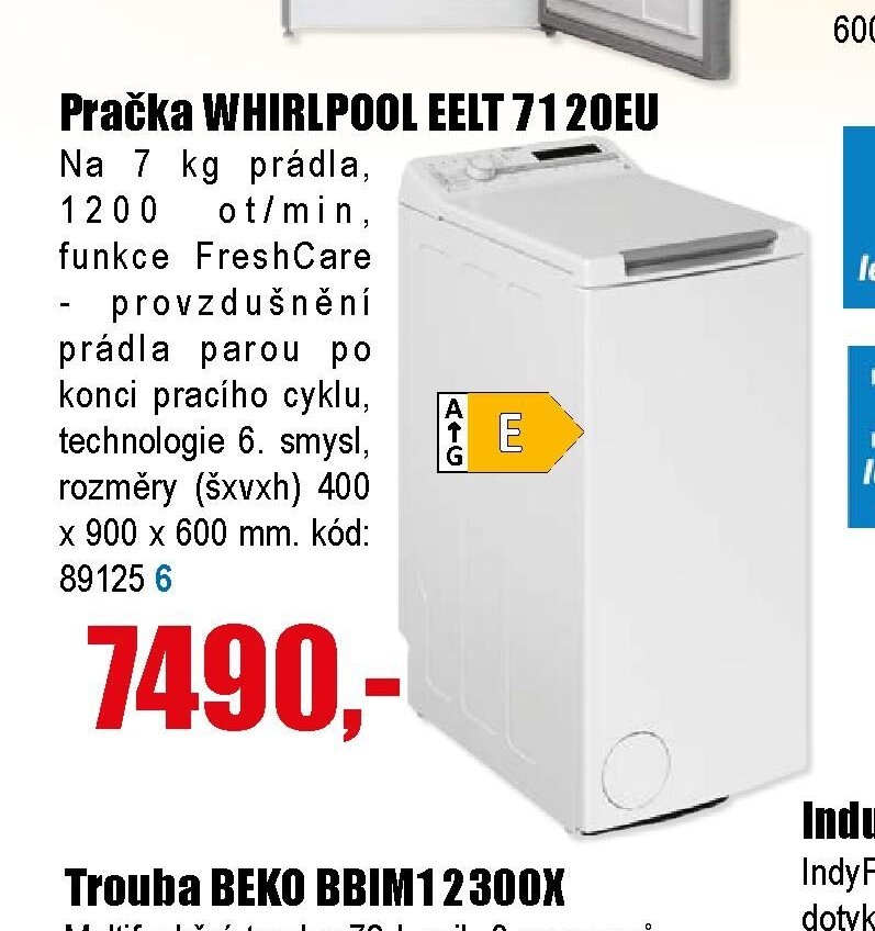 Pračka WHIRLPOOL EELT 7120EU
