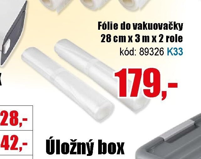 Fólie do vakuovačky 28 cm x 3 m x 2 role