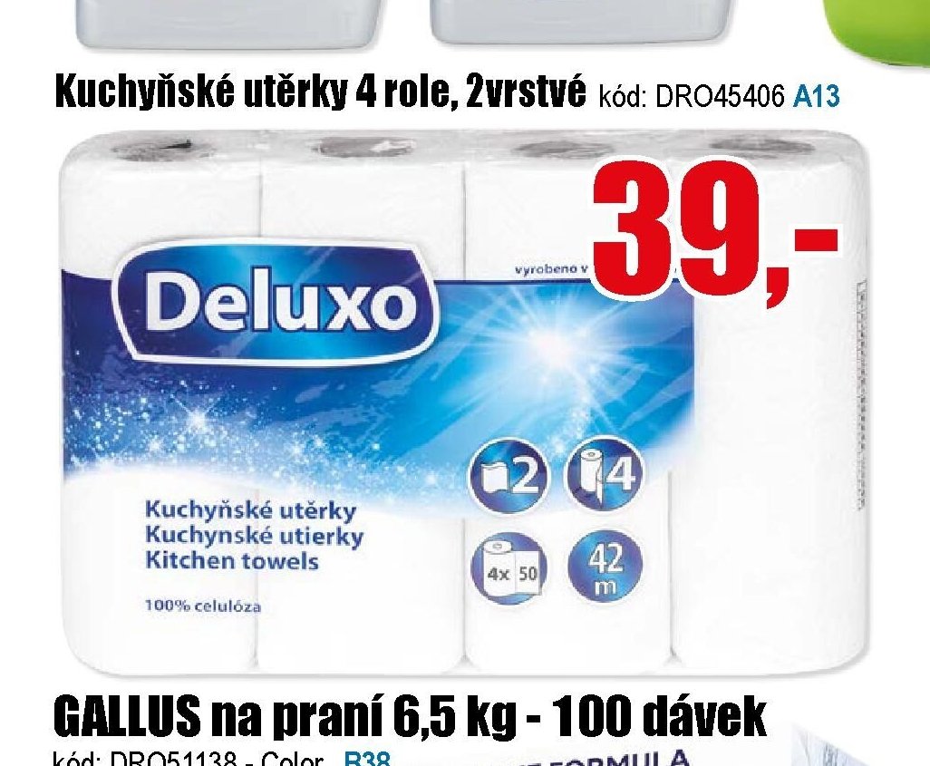 Kuchyňské utěrky 4 role, 2vrstvé