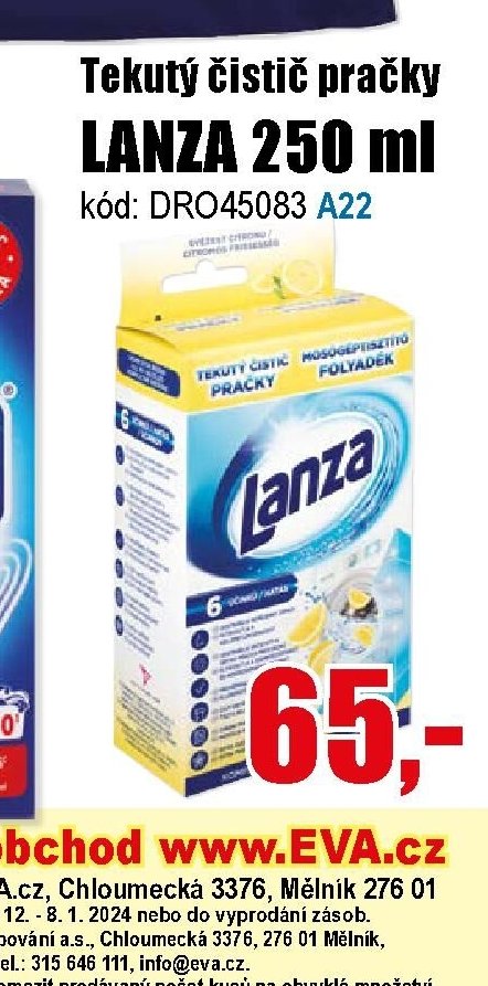 Tekutý čistič pračky LANZA 250 ml