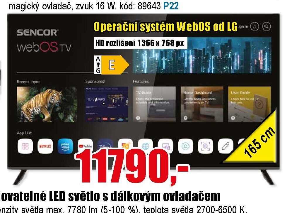 HD Smart LED televize SENCOR SLE 65US801TCSB