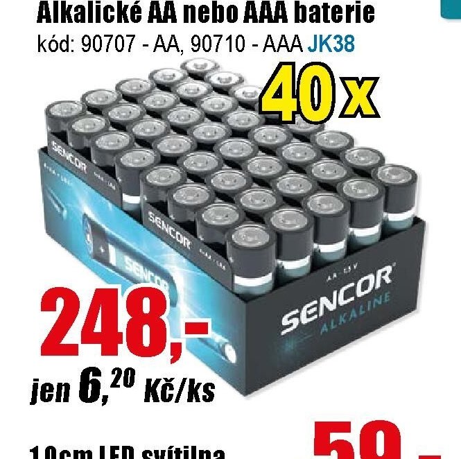Alkalické AA nebo AAA baterie