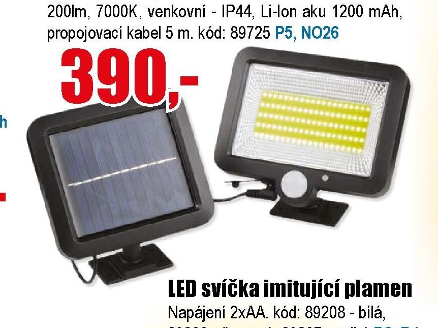 SOLÁRNÍ nabíjecí LED reflektor s PIR čidlem