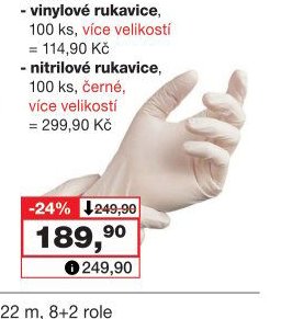 Vulkan latexové jednorázové rukavice, 100 ks