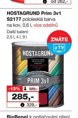 HOSTAGRUND Prim 3v1 S2177 pololesklá barva na kov