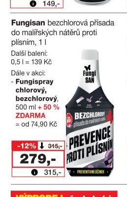 Fungisan bezchlorová přísada do malířských nátěrů proti plísním