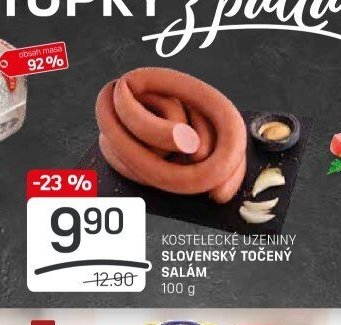 KOSTELECKÉ UZENINY SLOVENSKÝ TOČENÝ SALÁM 100 g