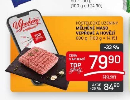 KOSTELECKÉ UZENINY MĚLNĚNÉ MASO VEPŘOVÉ A HOVĚZÍ 600 g