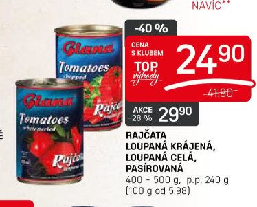 RAJČATA LOUPANÁ KRÁJENÁ, LOUPANÁ CELÁ, PASÍROVANÁ