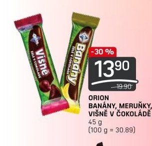 ORION BANÁNY, MERUŇKY, VIŠNĚ V ČOKOLÁDĚ