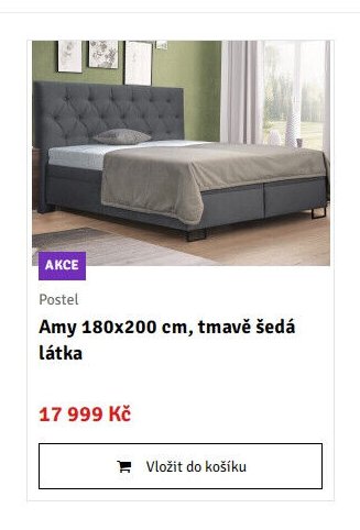 Postel Amy 180x200 cm, tmavě šedá látka - ASKO akcniletaky.com