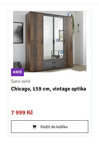 Šatní skříň Chicago, 159 cm, vintage optika - ASKO akcniletaky.com
