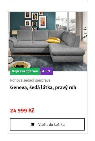 Rohová sedací souprava Geneva, šedá látka, pravý roh - ASKO akcniletaky.com