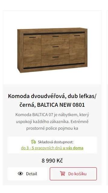 Komoda dvoudveřová, dub lefkas/černá, BALTICA NEW 0801
