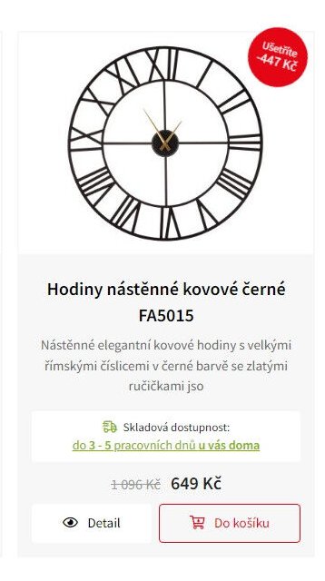 Hodiny nástěnné kovové černé FA5015