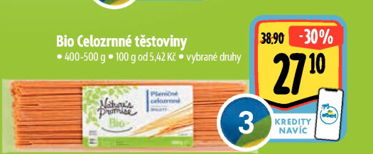 Celozrnné těstoviny bio Nature'