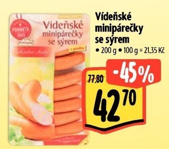 Minipárečky vídeňské se sýrem Ponnath