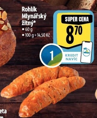 Rohlík Mlynářský žitný Albert