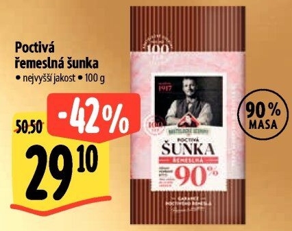 Šunka poctivá řemeslná nejvyšší jakosti Kostelecké uzeniny