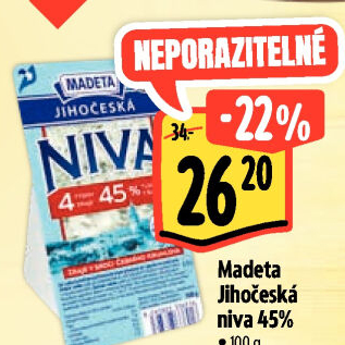 Sýr Niva Jihočeská 45% Madeta