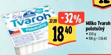 Tvaroh polotučný z Poděbrad Milko